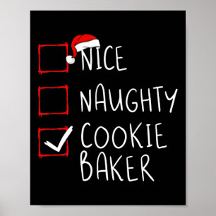 Affiche Nice Naughty Cookie Baker Liste de Noël Père Noël