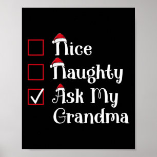 Affiche Nice Naughty Demandez à ma grand-mère Noël mignon