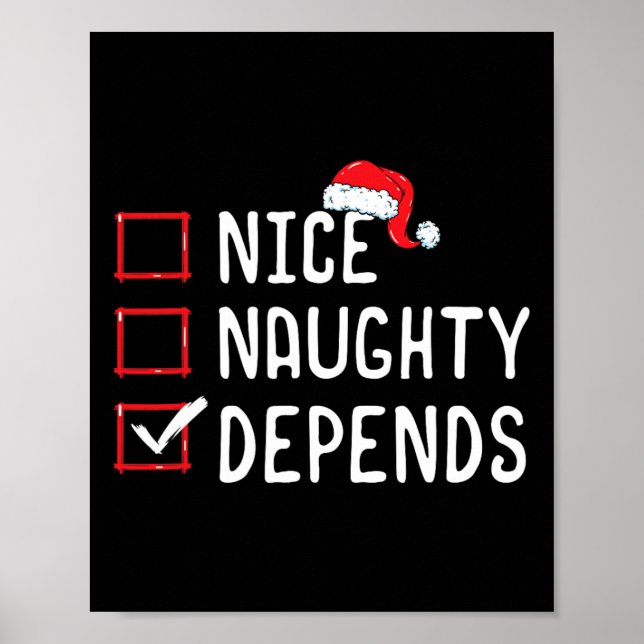 Affiche Nice Naughty Depends Christmas List (Devant)