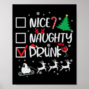 Affiche Nice Naughty Drunk Check Funny Christmas
