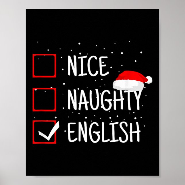 Affiche Nice Naughty English Christmas Checklist Funny Eng (Devant)