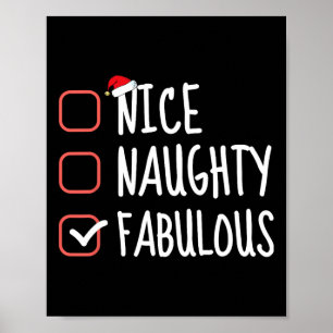 Affiche Nice Naughty Fabulous Funny Christmas List Père No