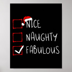 Affiche Nice Naughty Fabulous Noël Liste de Noël Xmas Père