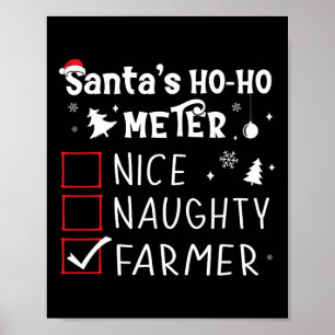 Affiche Nice Naughty Farmer Liste de Noël Père Noël Far