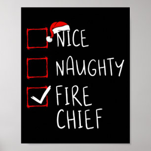 Affiche Nice Naughty Fire Chief Christmas List Santa Claus