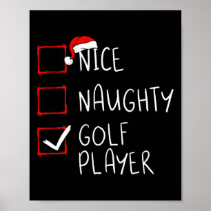 Affiche Nice Naughty Golf Player Liste Noël Père Noël Clau