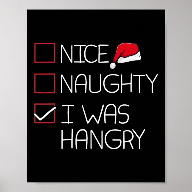 Affiche Nice Naughty Hangry Christmas Pajama Funny Humour  (Devant)