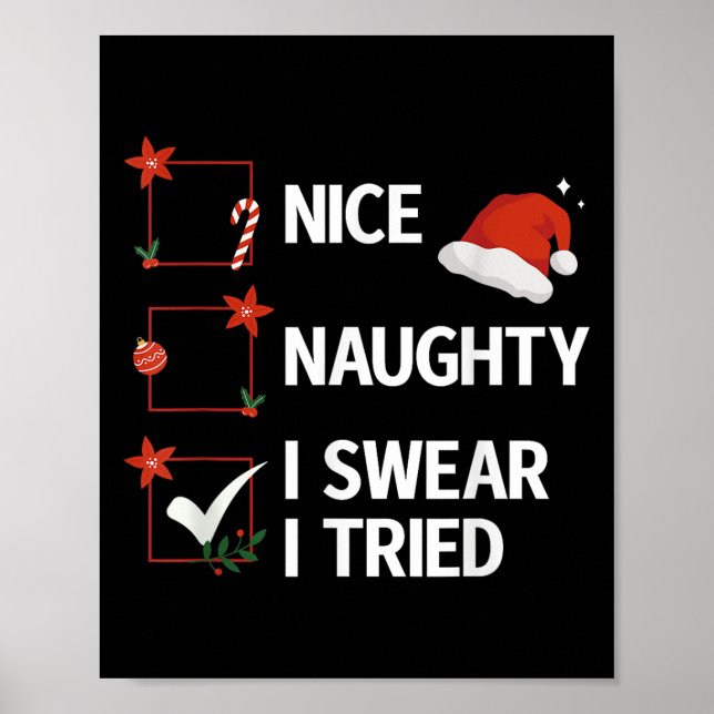 Affiche Nice Naughty I Swear I Tried Xmas Family Merry Chr (Devant)