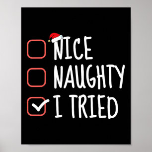 Affiche Nice Naughty I Trié Funny Christmas List Père Noël