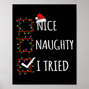 Affiche Nice Naughty I Trié Liste de Noël Père Noël Fu