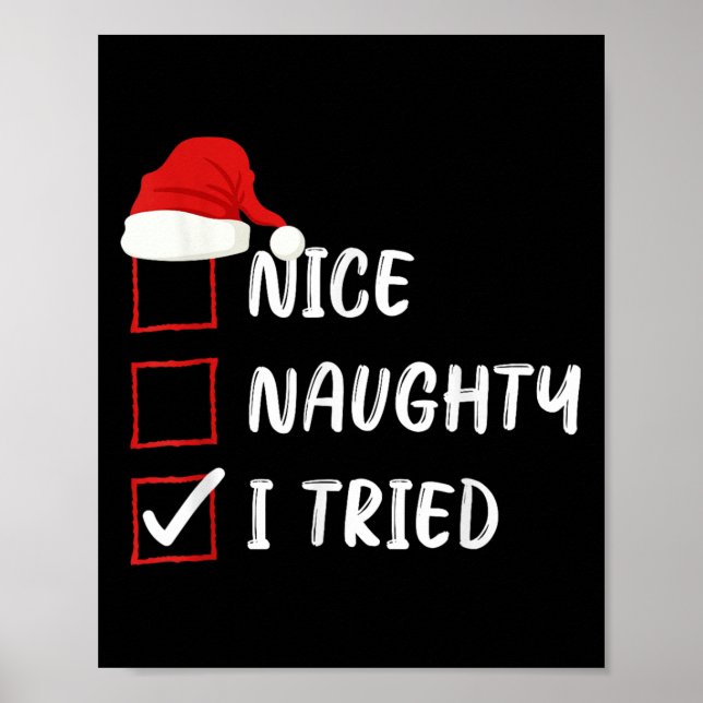 Affiche Nice Naughty I Tried Christmas List Family Xmas Sa (Devant)