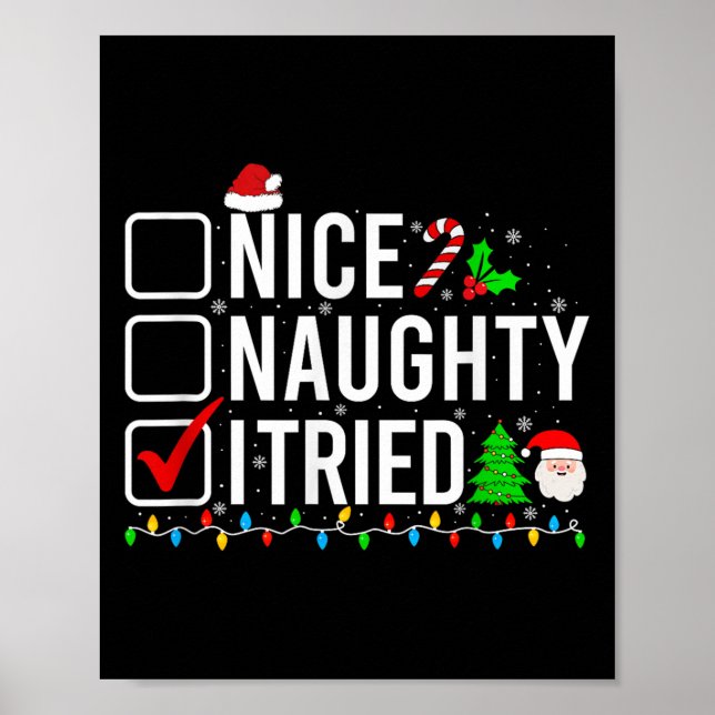 Affiche Nice Naughty I Tried Family Xmas Pajama Funny Chri (Devant)