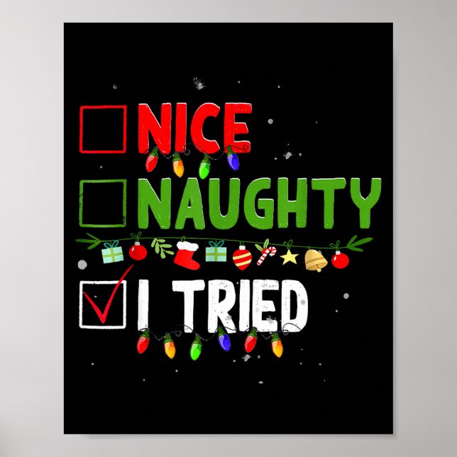 Affiche Nice Naughty I Tried Family Xmas Pajama Funny Chri (Devant)