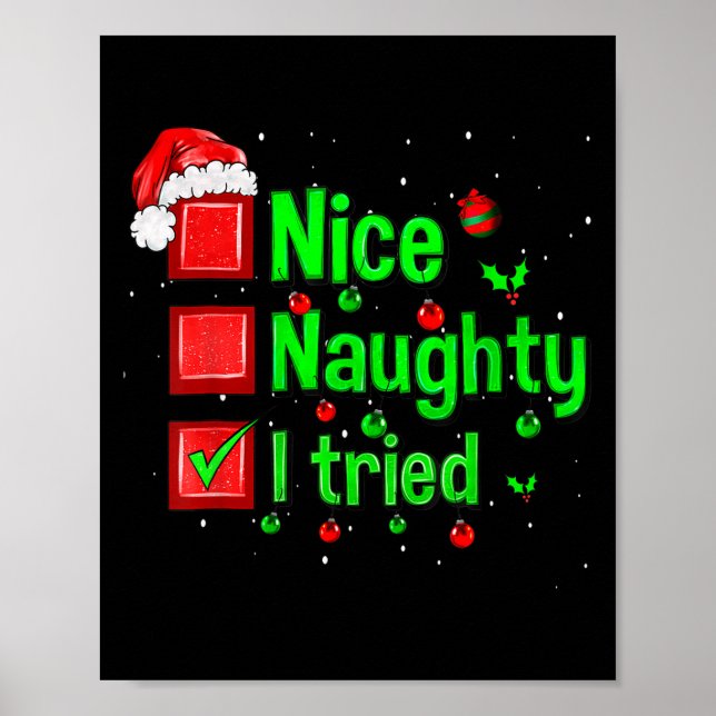 Affiche Nice Naughty I Tried Funny Christmas Family Matchi (Devant)