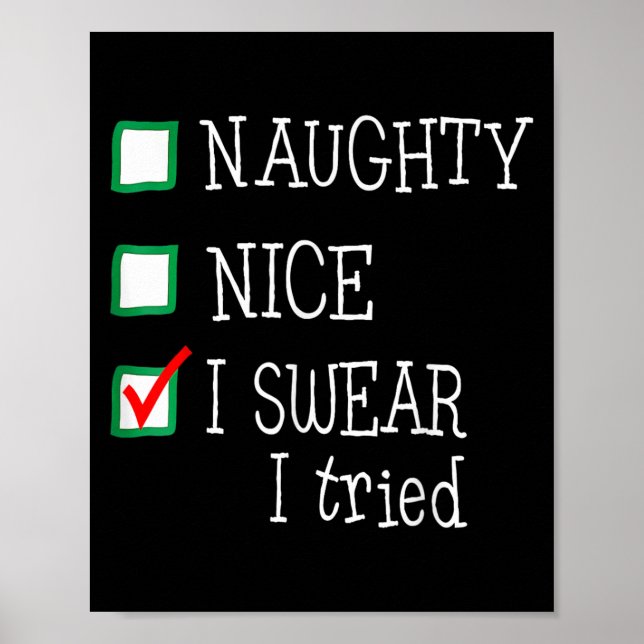 Affiche Nice Naughty I Tried Funny Christmas Family Pajama (Devant)