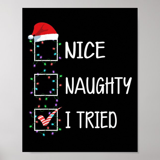 Affiche Nice Naughty I Tried Funny Christmas List  (Devant)