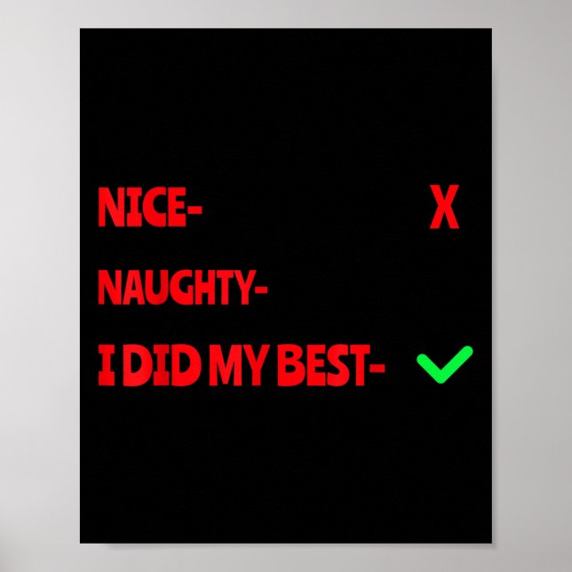 Affiche Nice Naughty I Tried Funny Christmas Matching  (Devant)