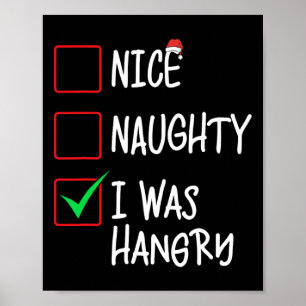 Affiche Nice Naughty I Was Hangry Christmas List Père Noël