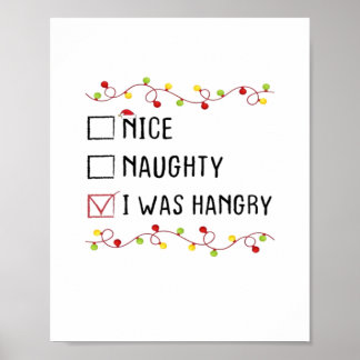 Affiche Nice Naughty I Was Hangry List Christmas 