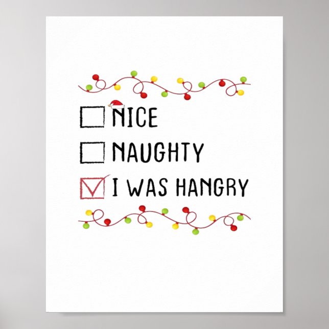 Affiche Nice Naughty I Was Hangry List Christmas  (Devant)