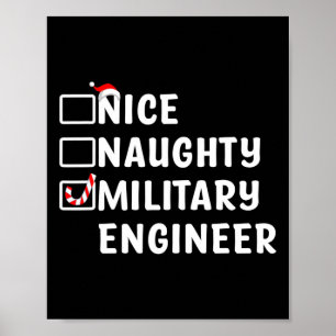Affiche Nice Naughty Ingénieur Militaire Drôle Noël Eng