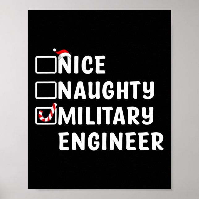 Affiche Nice Naughty Ingénieur Militaire Drôle Noël Eng (Devant)