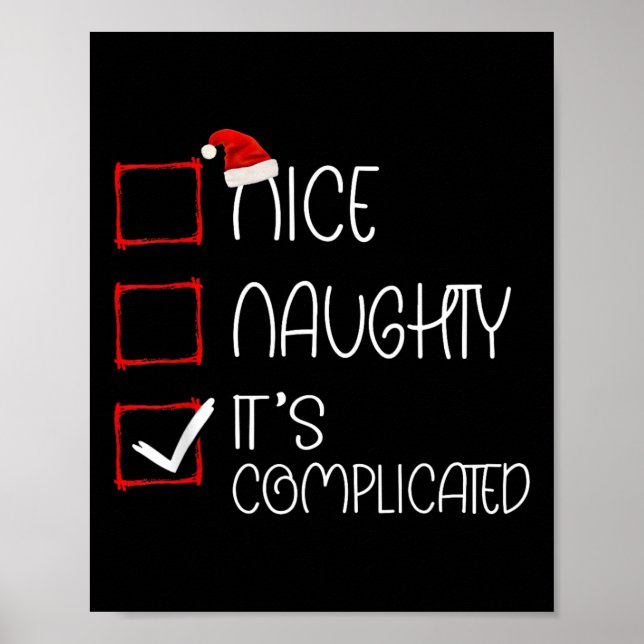 Affiche Nice Naughty It's Complicated Christmas List Santa (Devant)