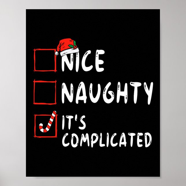 Affiche Nice Naughty It's Complicated Christmas List Santa (Devant)