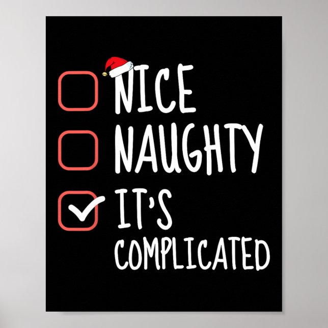 Affiche Nice Naughty It's Complicated Christmas List Santa (Devant)