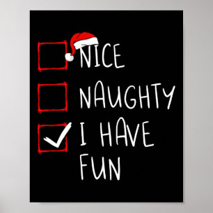 Affiche Nice Naughty J'Ai Amusant Noël Liste Noël Noël Noë