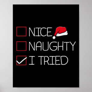 Affiche Nice Naughty J'Ai Essayé Noël Pyjama Humour drôle