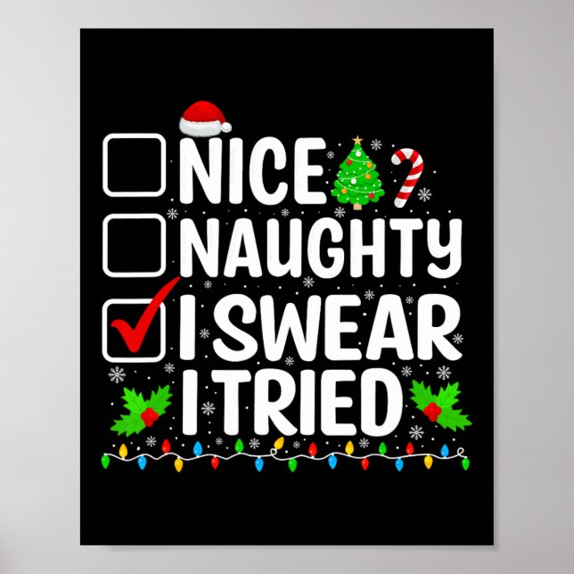 Affiche Nice Naughty Je jure J'Ai Essayé Noël Ados garçons (Devant)