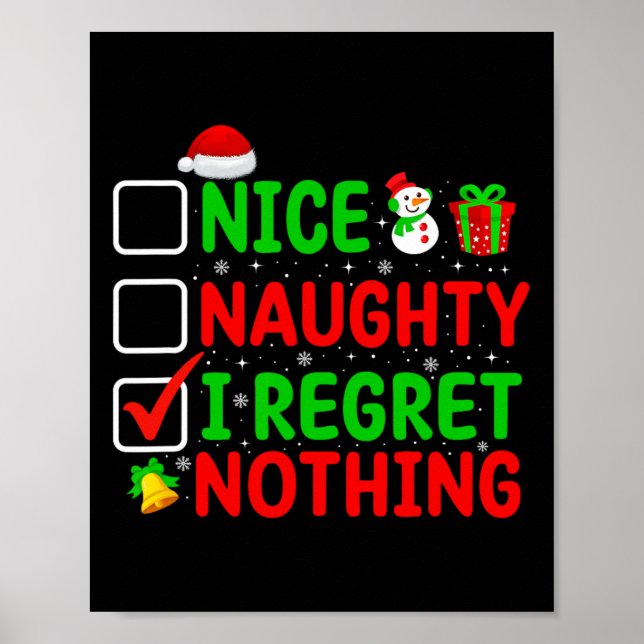Affiche Nice Naughty Je Regrette Rien Drôle Noël Famille M (Devant)