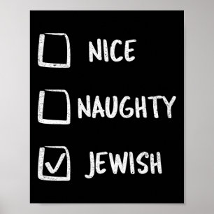 Affiche Nice Naughty Jewish Hanoukka Cadeau Noël