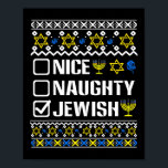 Affiche Nice Naughty Jewish Hanoukka Chanukah Juive Sweat<br><div class="desc">Nice Naughty Juif Hanoukka Chanukah Juif Sweater Menorah 1</div>