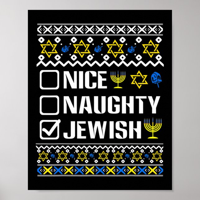 Affiche Nice Naughty Jewish Hanoukka Chanukah Juive Sweat (Devant)