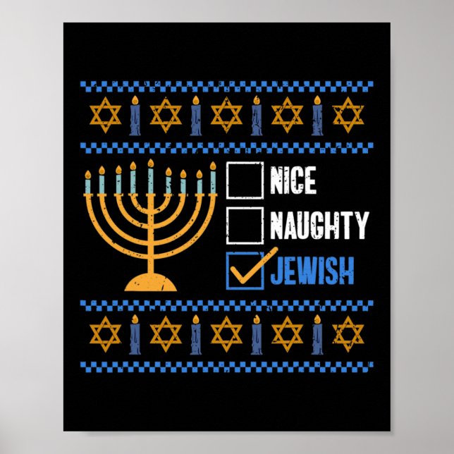 Affiche Nice Naughty Jewish Ugly Hanoukka - Hanoukka (Devant)
