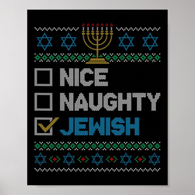 Affiche Nice Naughty Juif Laid Noël Sweater Funny H (Devant)