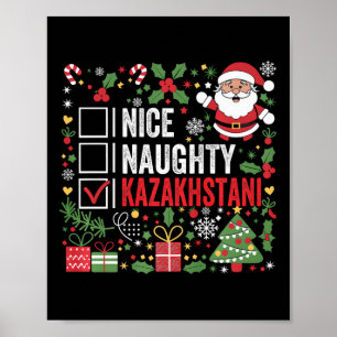 Affiche Nice Naughty Kazakhstani Noël Santa Claus Kaz