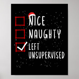 Affiche Nice Naughty Left Unsupervised Christmas List Sant