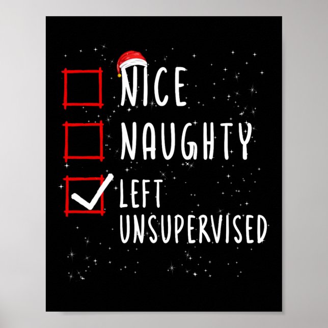 Affiche Nice Naughty Left Unsupervised Christmas List Sant (Devant)