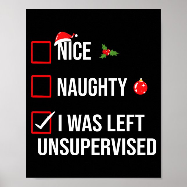 Affiche Nice Naughty Left Unsupervised Funny Christmas  (Devant)