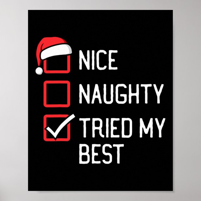 Affiche Nice Naughty List J'Ai Essayé Mon Meilleur Noël (Devant)