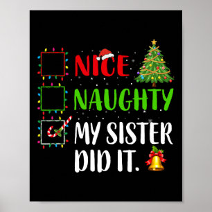 Affiche Nice Naughty Ma Soeur L'A Fait À Noël Famille Femm