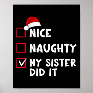 Affiche Nice Naughty Ma Soeur L'A Fait Liste Noël Père Noë