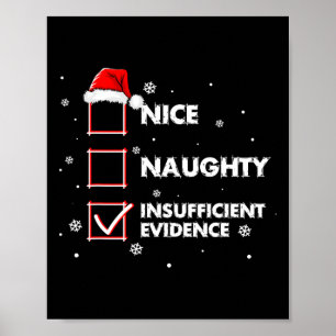 Affiche Nice Naughty Manque De Preuves Chemise Père Noël C