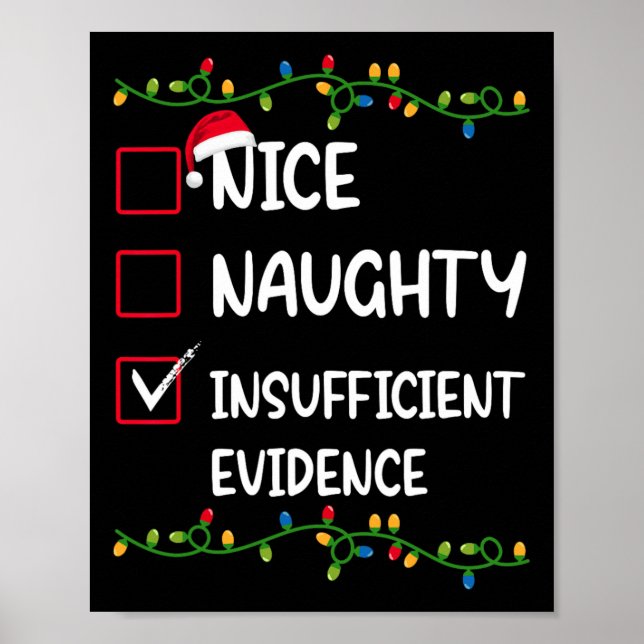 Affiche Nice Naughty Manque de preuves Père Noël Noël (Devant)