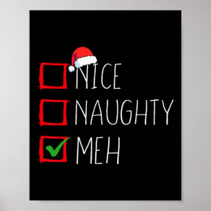 Affiche Nice Naughty Meh Liste de Noël Noël Noël Noël Noël