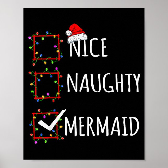 Affiche Nice Naughty Mermaid Christmas List Santa Claus Fu (Devant)