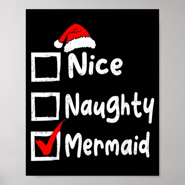 Affiche Nice Naughty Mermaid Funny Christmas List Family M (Devant)